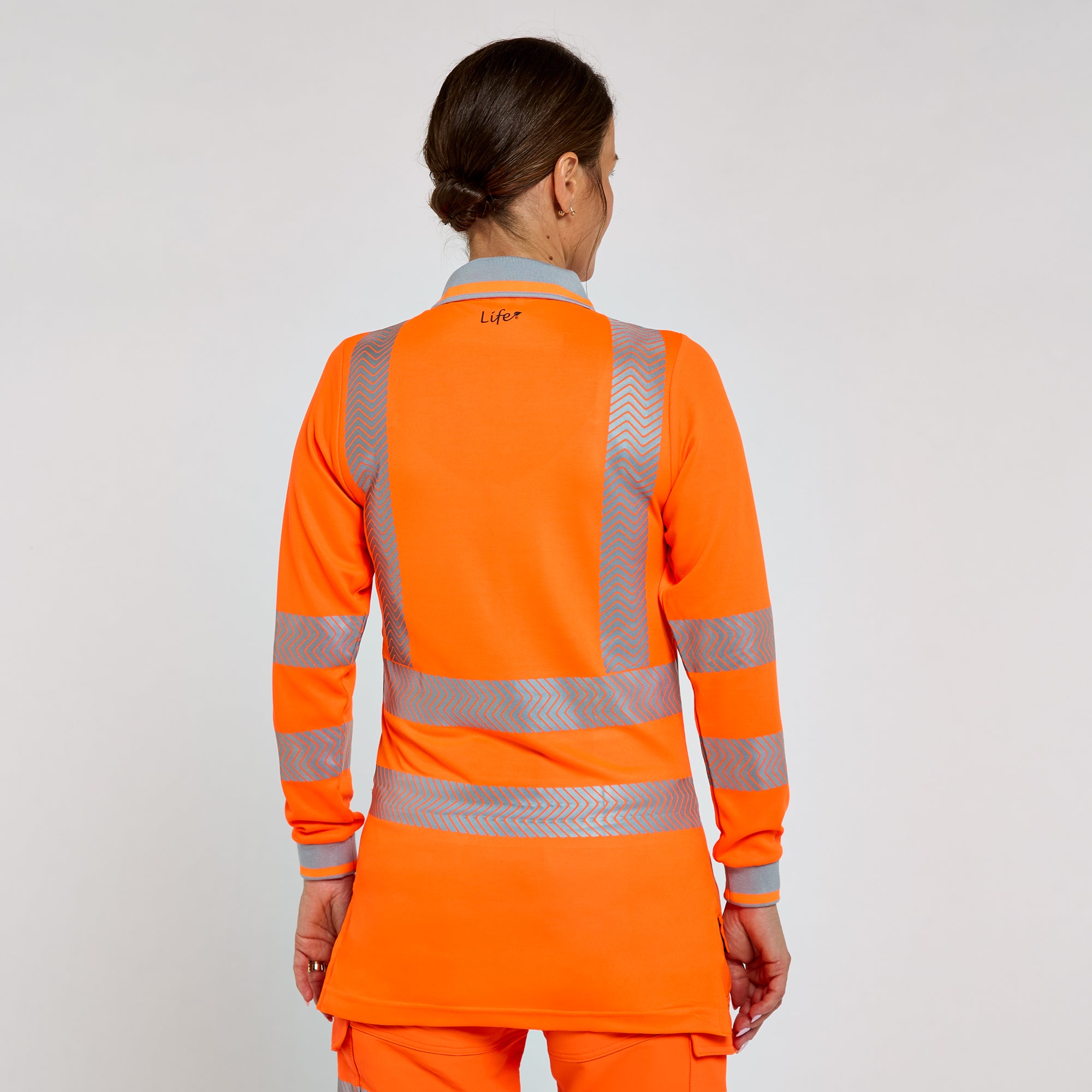 Women's Long Sleeve Polo Shirt Orange - Bamboo Content