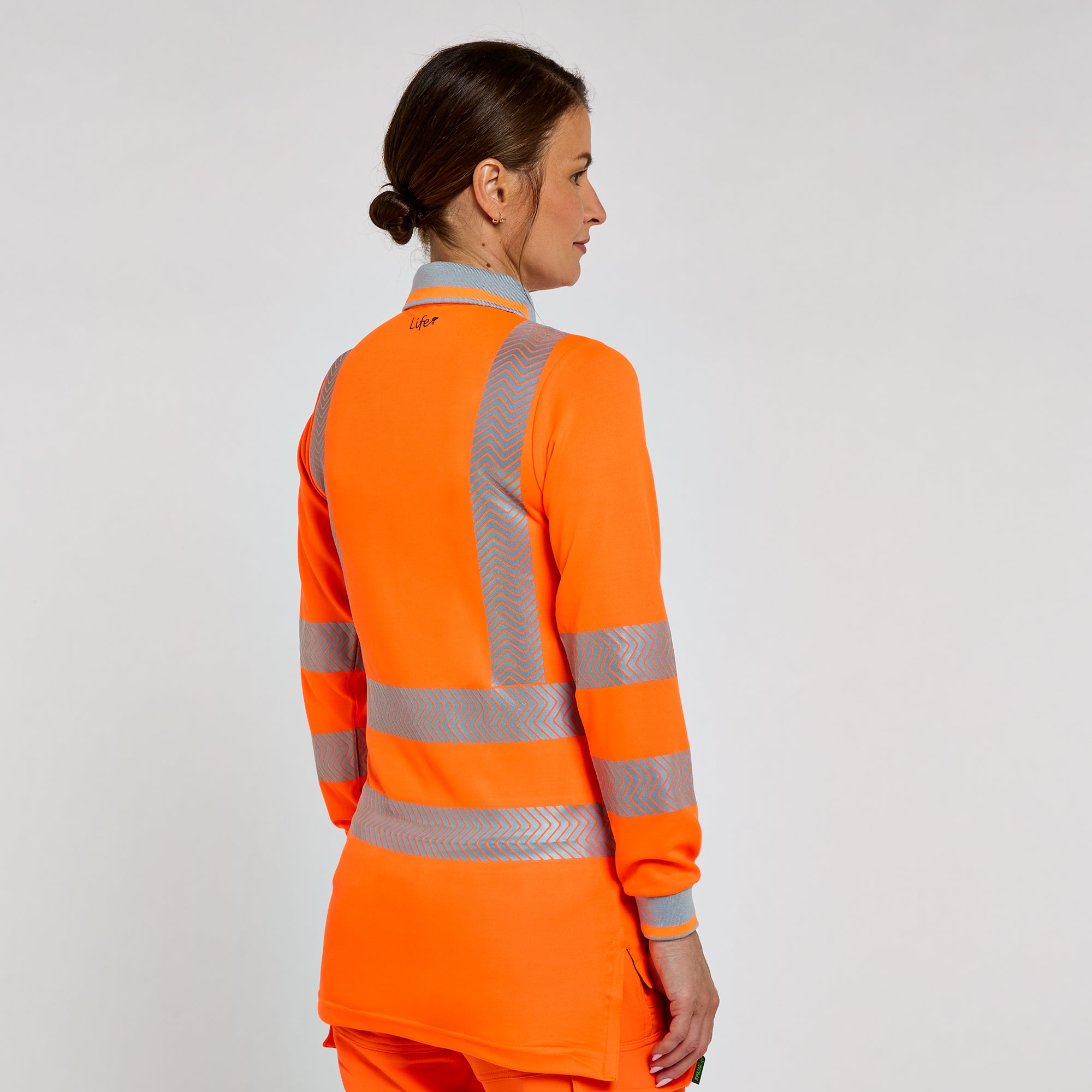 Women's Long Sleeve Polo Shirt Orange - Bamboo Content