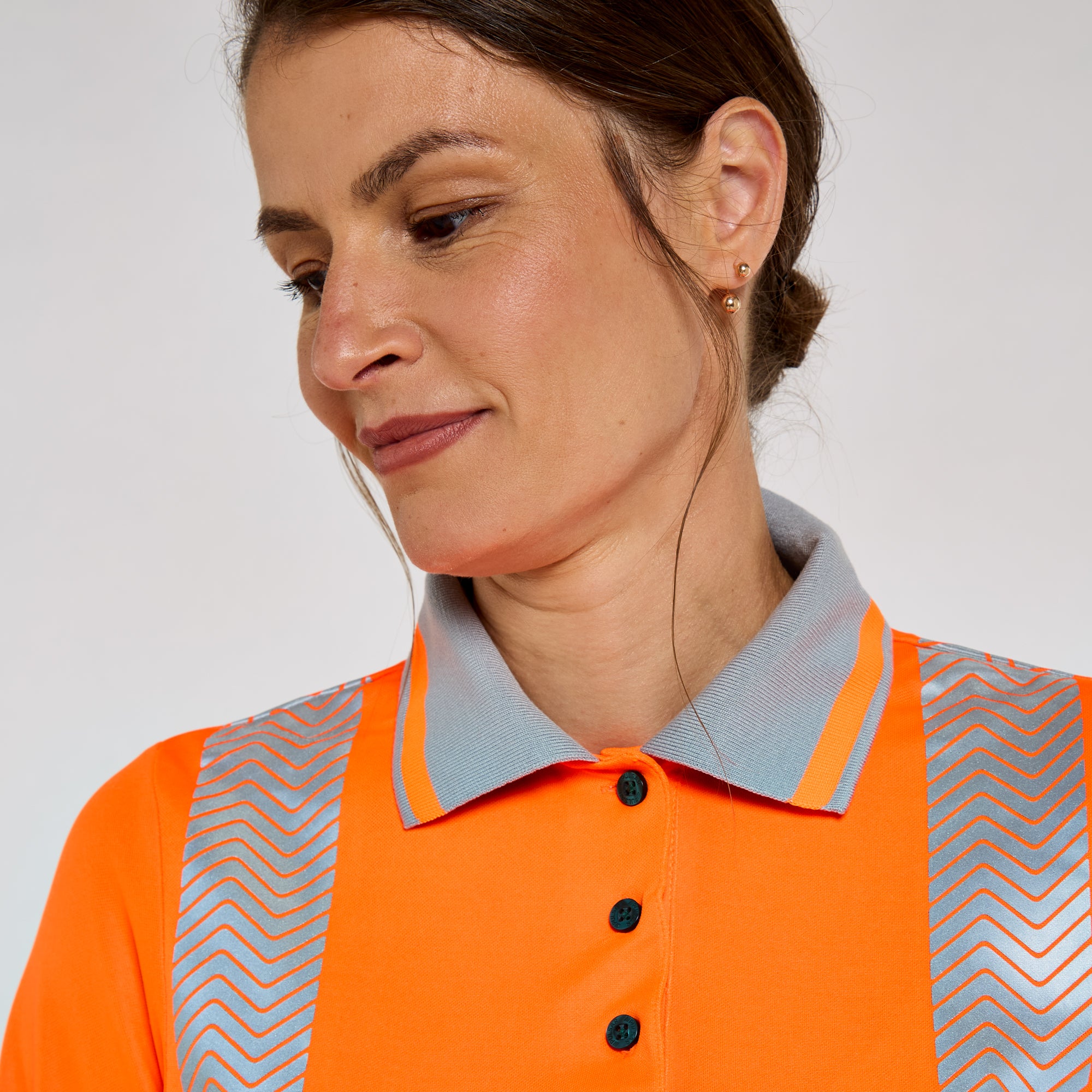 Women's Long Sleeve Polo Shirt Orange - Bamboo Content