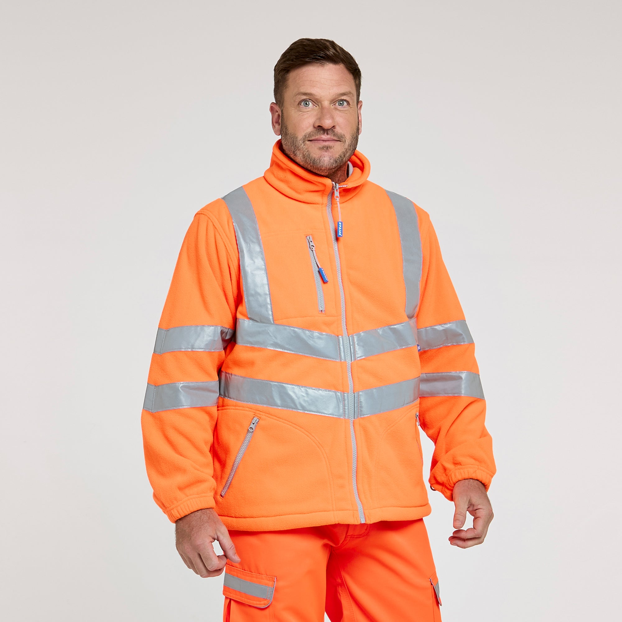 ジャケット・アウター bi color piping fleece drawstring tops PULSAR® PROTECT Interactive Fleece Jacket Orange – High-Visibility