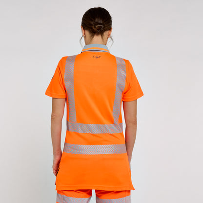 Women's Short Sleeve Polo Shirt Orange - Bamboo Content