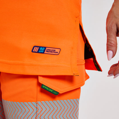 Women's Short Sleeve Polo Shirt Orange - Bamboo Content