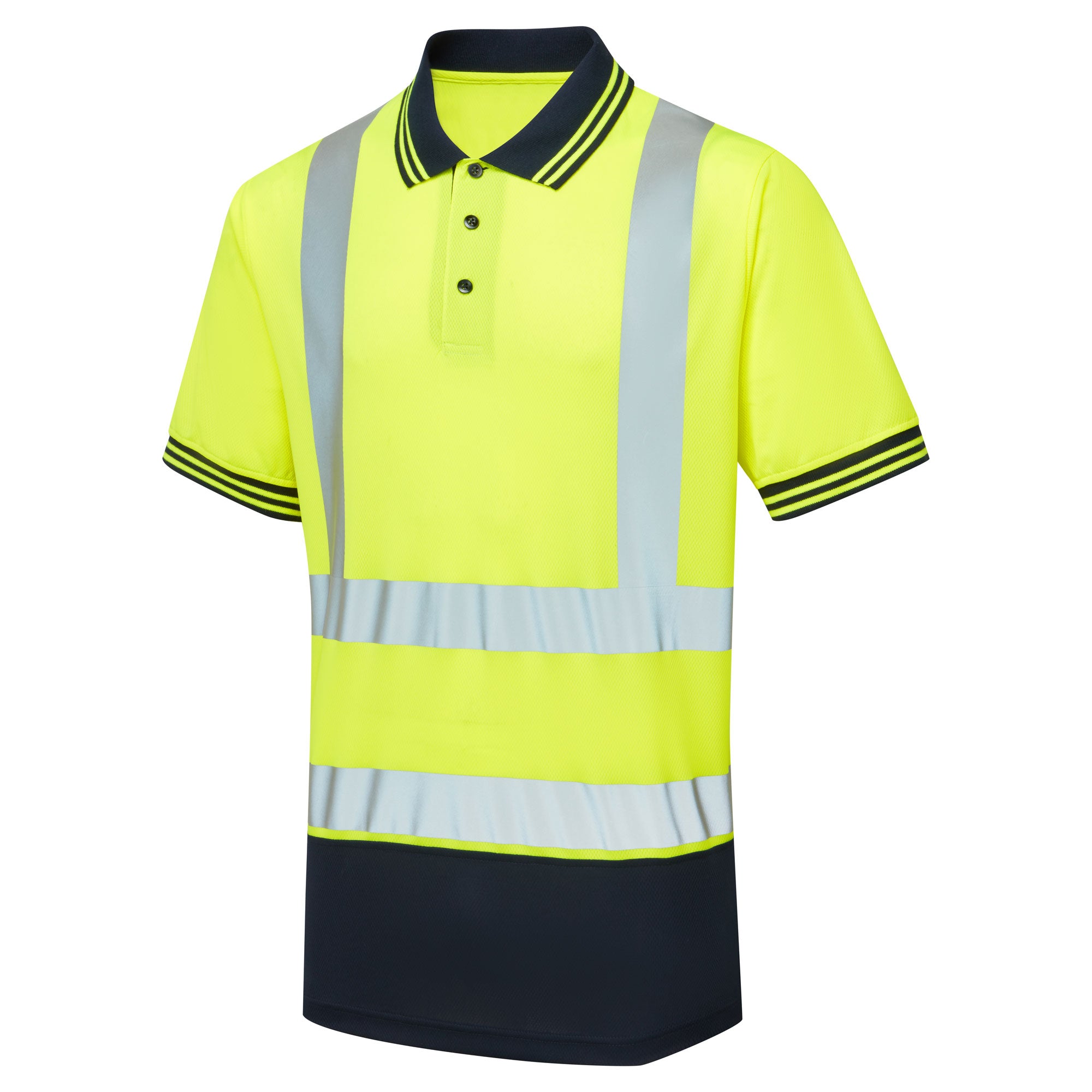 Two Tone Short Sleeve Polo Shirt Yellow