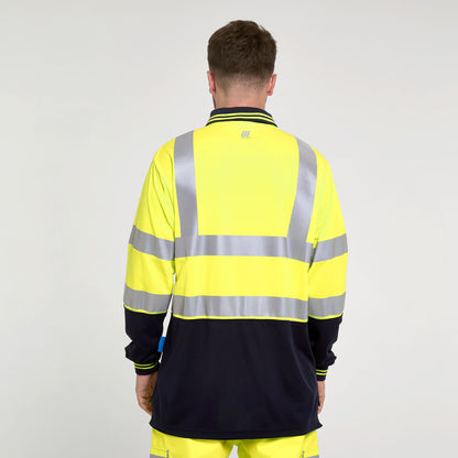 Two Tone Long Sleeve Polo Shirt Yellow