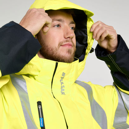 Two Tone Mesh Lined Storm Coat Yellow Navy