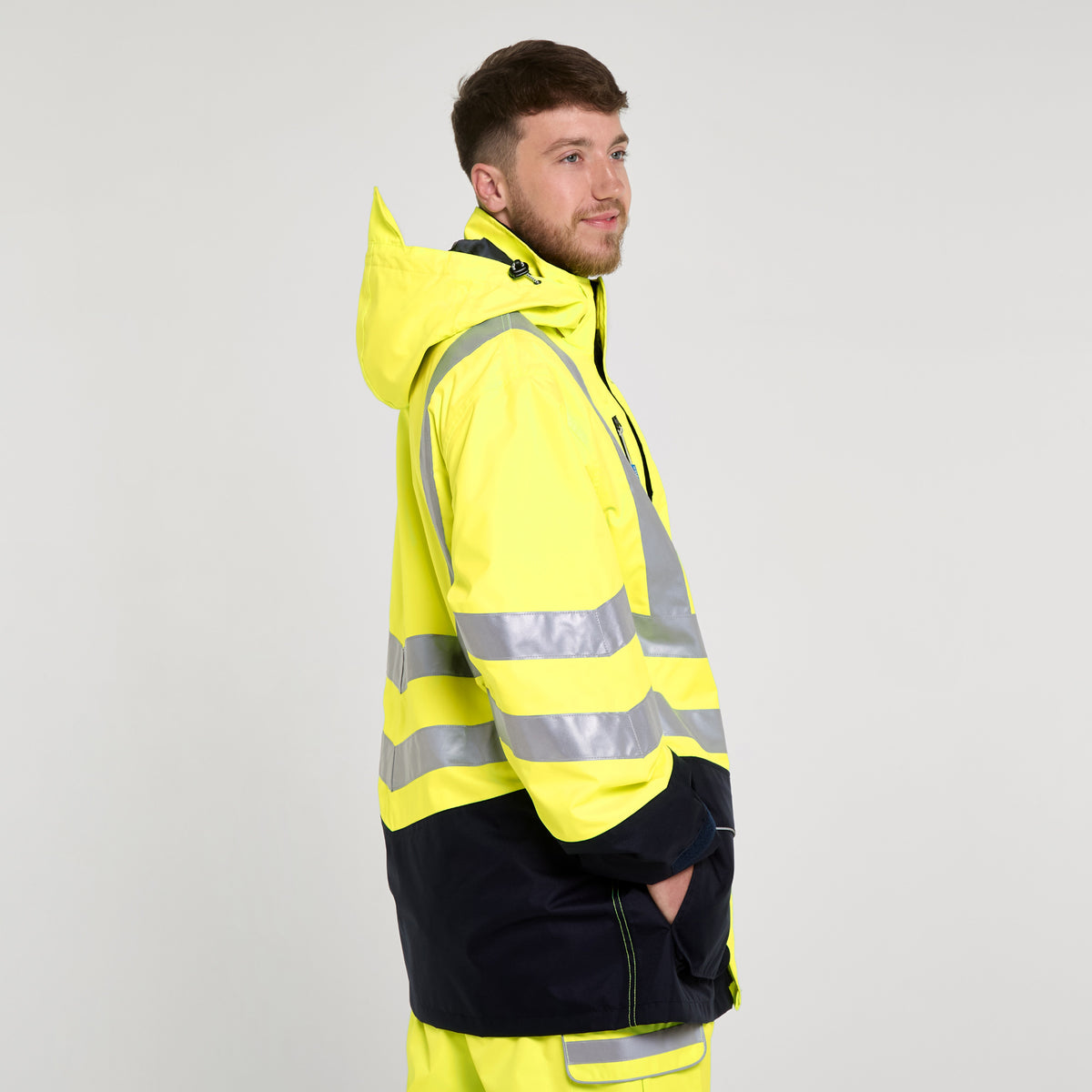 Two Tone Mesh Lined Storm Coat Yellow Navy