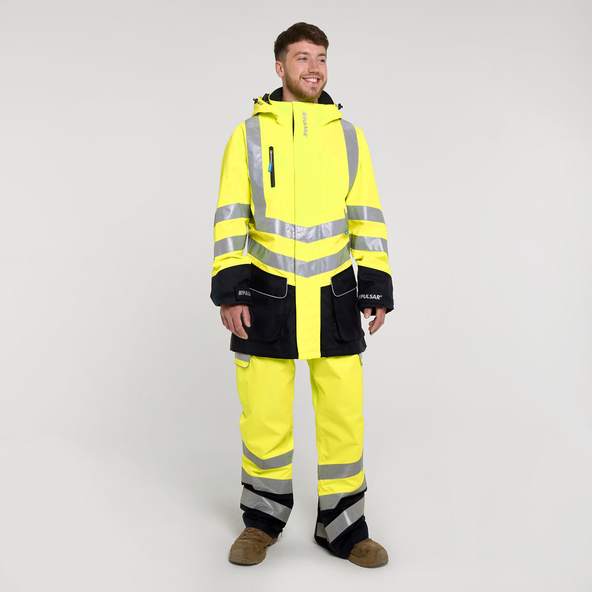 Two Tone Mesh Lined Storm Coat Yellow Navy
