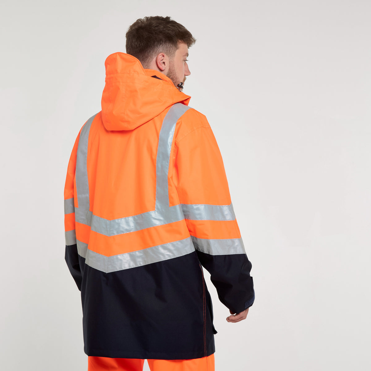 Two Tone Mesh Lined Storm Coat Orange Navy