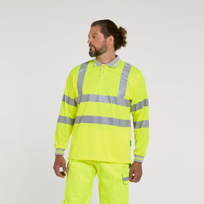 Long Sleeve Polo Shirt Yellow - Recycled Content