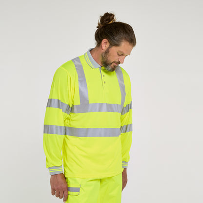 Long Sleeve Polo Shirt Yellow - Recycled Content