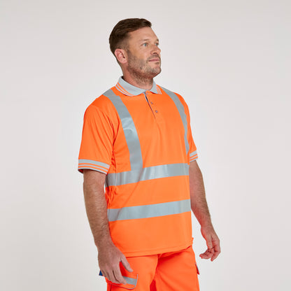 Short Sleeve Polo Shirt Orange - Recycled Content