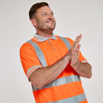 Short Sleeve Polo Shirt Orange - Recycled Content