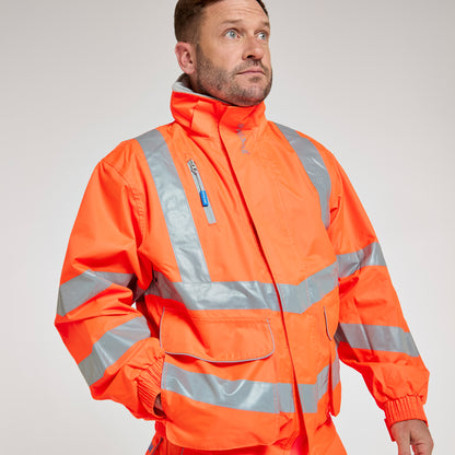 Mesh Lined Bomber Jacket Orange - Recycled Content