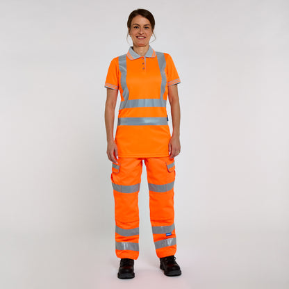 Women's Short Sleeve Polo Shirt Orange - Recycled Content