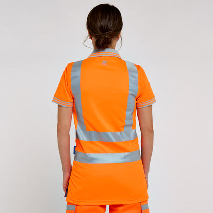 Women's Short Sleeve Polo Shirt Orange - Recycled Content